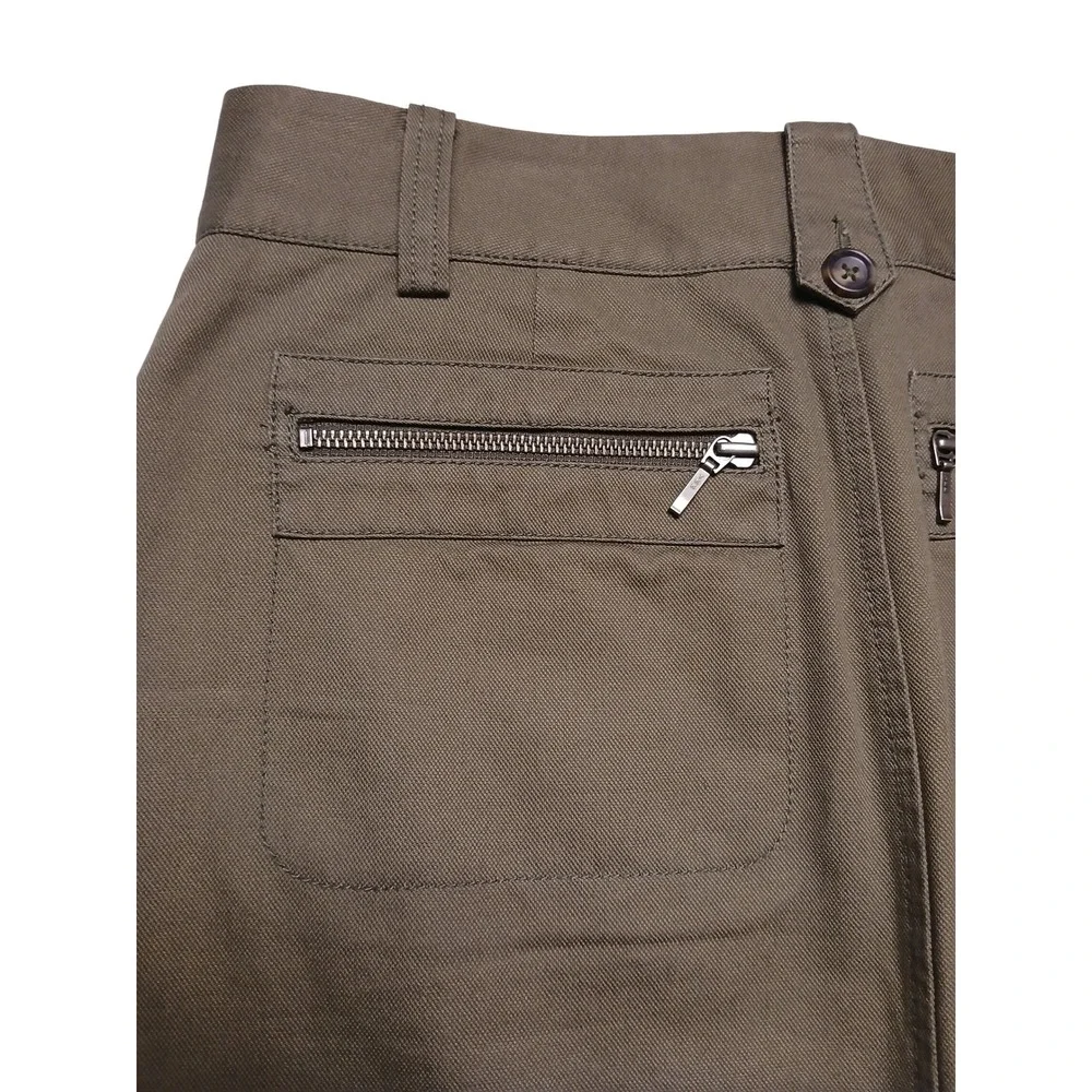 Banana Republic Women 8 Olive Brown Cotton Twill Utility Pencil Skirt Zip Pocket